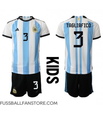 Argentinien Nicolas Tagliafico #3 Replik Heimtrikot Kinder WM 2022 Kurzarm (+ Kurze Hosen)